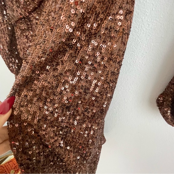 Ronny Kobo brown sequin long sleeve dress - Picture 5 of 8